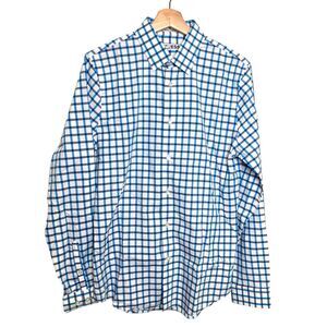 Express Men's Extra Slim Fit Button Down Blue Plaid Size Medium